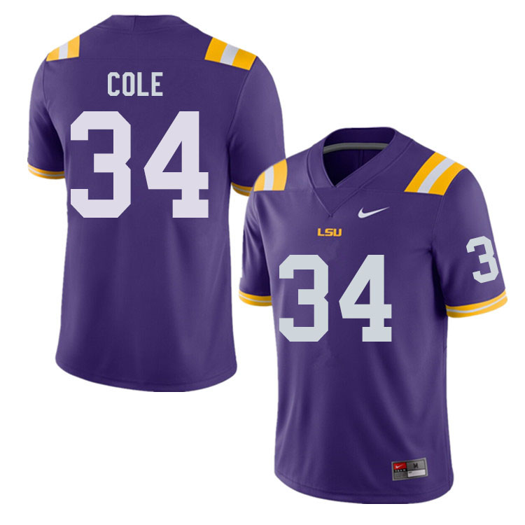 Men #34 Lloyd Cole LSU Tigers College Football Jerseys Sale-Purple